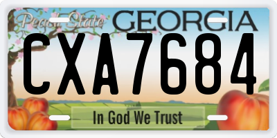 GA license plate CXA7684