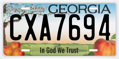 GA license plate CXA7694