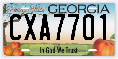 GA license plate CXA7701