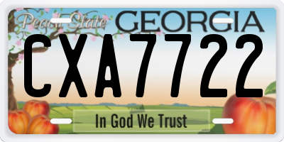 GA license plate CXA7722
