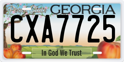 GA license plate CXA7725