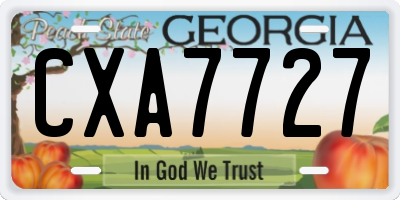 GA license plate CXA7727