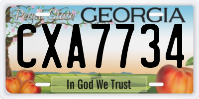 GA license plate CXA7734