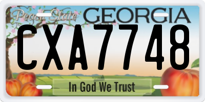 GA license plate CXA7748