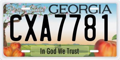 GA license plate CXA7781