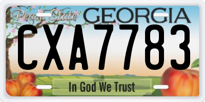 GA license plate CXA7783
