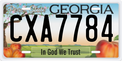 GA license plate CXA7784