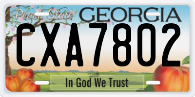 GA license plate CXA7802