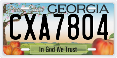 GA license plate CXA7804