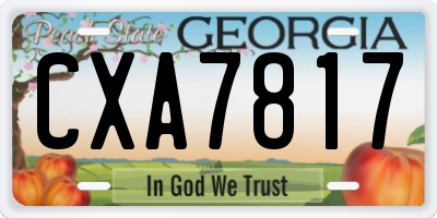 GA license plate CXA7817