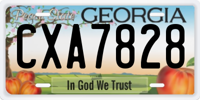 GA license plate CXA7828