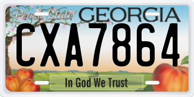 GA license plate CXA7864