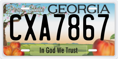 GA license plate CXA7867