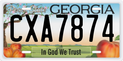 GA license plate CXA7874