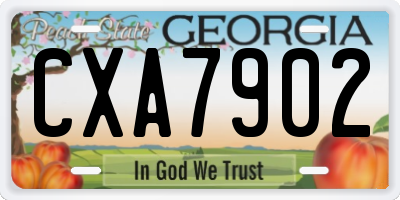 GA license plate CXA7902