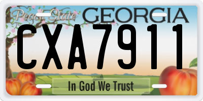 GA license plate CXA7911