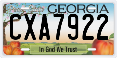 GA license plate CXA7922