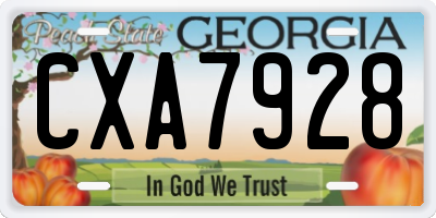 GA license plate CXA7928