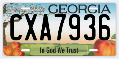 GA license plate CXA7936