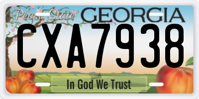 GA license plate CXA7938