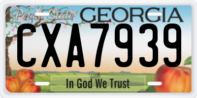 GA license plate CXA7939