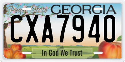 GA license plate CXA7940