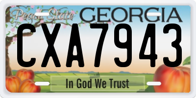 GA license plate CXA7943