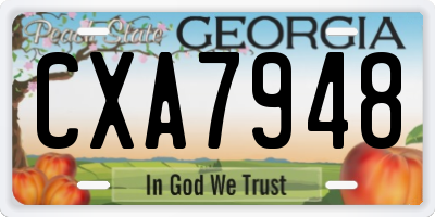 GA license plate CXA7948
