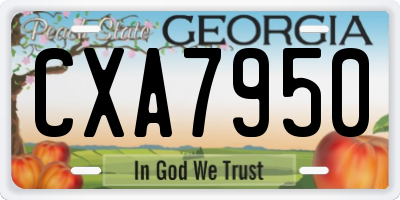 GA license plate CXA7950
