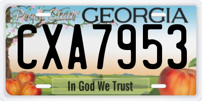 GA license plate CXA7953
