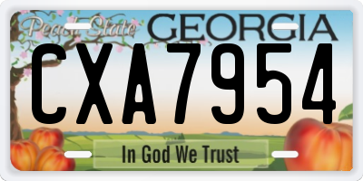 GA license plate CXA7954