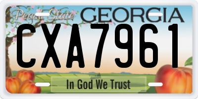 GA license plate CXA7961