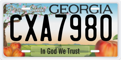 GA license plate CXA7980