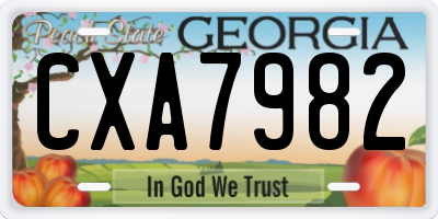 GA license plate CXA7982