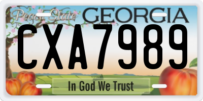 GA license plate CXA7989