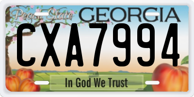 GA license plate CXA7994