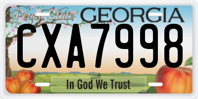 GA license plate CXA7998