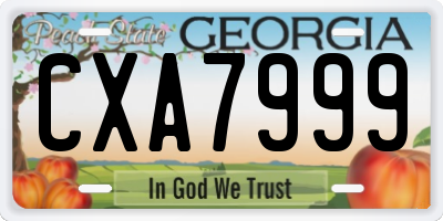 GA license plate CXA7999