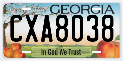 GA license plate CXA8038