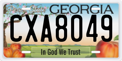 GA license plate CXA8049