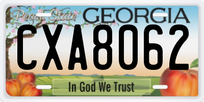 GA license plate CXA8062