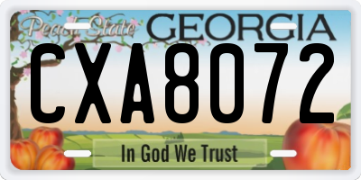 GA license plate CXA8072