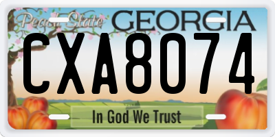 GA license plate CXA8074