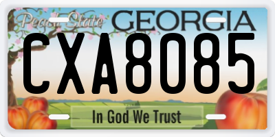 GA license plate CXA8085