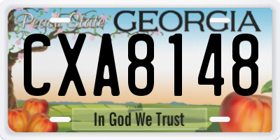 GA license plate CXA8148