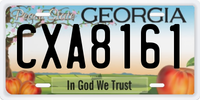 GA license plate CXA8161