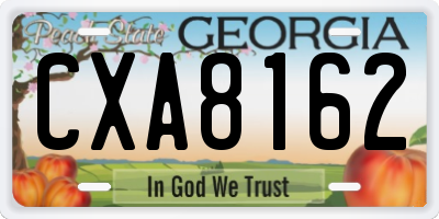 GA license plate CXA8162