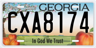 GA license plate CXA8174