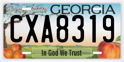 GA license plate CXA8319