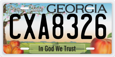 GA license plate CXA8326